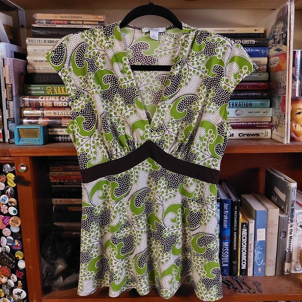 Y2K green, black, and brown babydoll top.